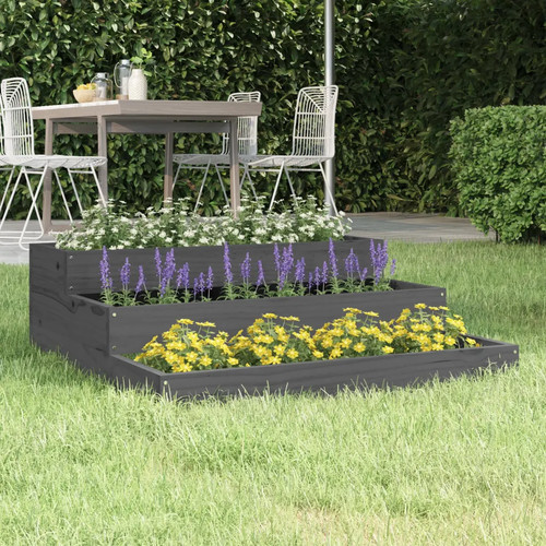 Grey solid pine planter - grey,