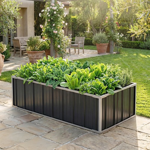 Grey galvanised raised garden - grey,