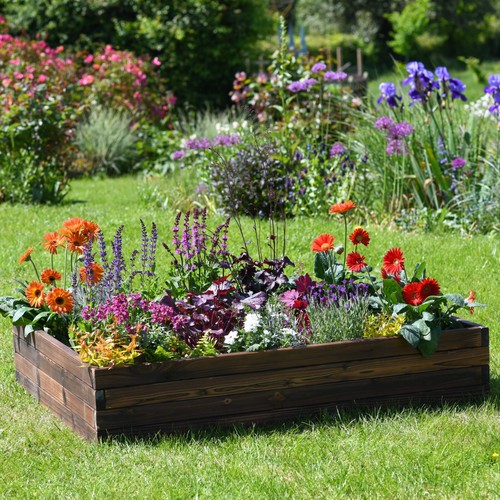 Wooden raised garden planter - garden,