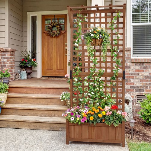 Outdoor wooden planter box - wooden,