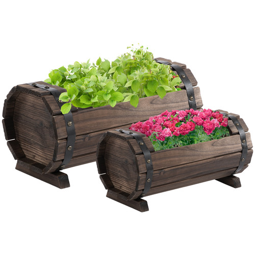 Outsunny 2pcs wooden - wooden, planter